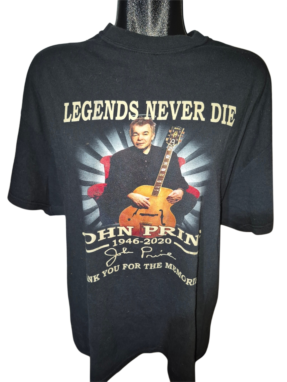 John Prine Black 'Legends Never Die' Graphic T-Shirt Size XL